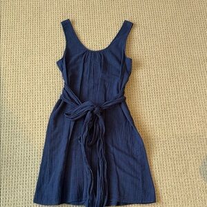 Calypso St. Barth Deep Navy Sleeveless Tie-Waist Mini Dress
